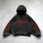 Vintage Print Zip Up Hoodie