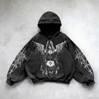 Vintage Print Zip Up Hoodie