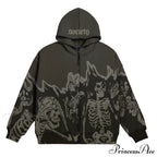 Vintage Printed Zip Up Hoodie