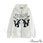 Vintage Printed Zip Up Hoodie