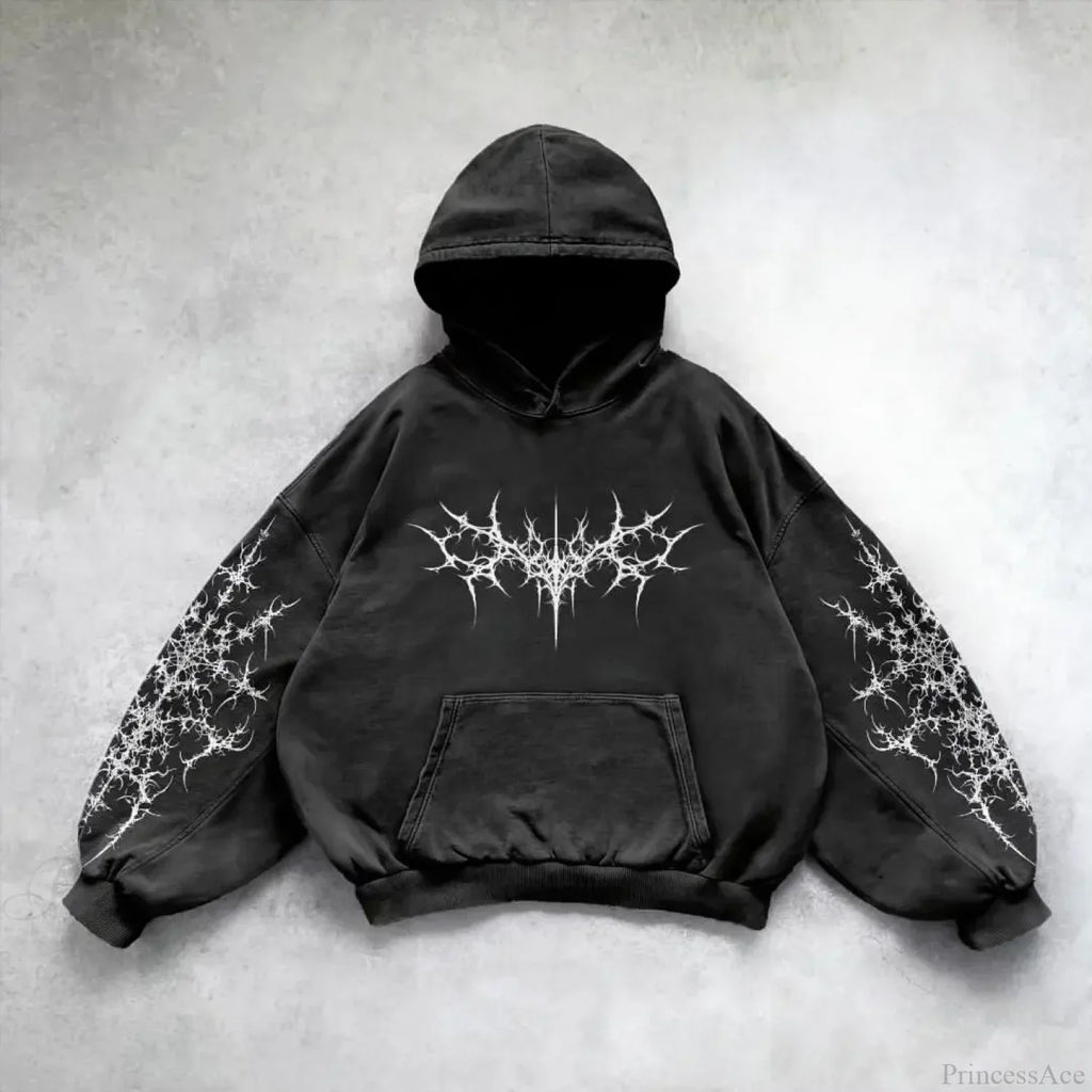 Vintage Punk Printed Casual Hoodie
