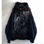 Vintage Skull Rose Print Hoodie
