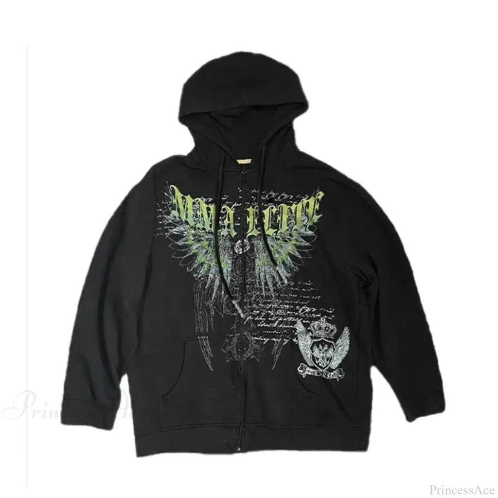 Vintage Skull Rose Print Hoodie