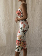 Vintage Slim Bodycon Spaghetti Strap Maxi Floral Dress