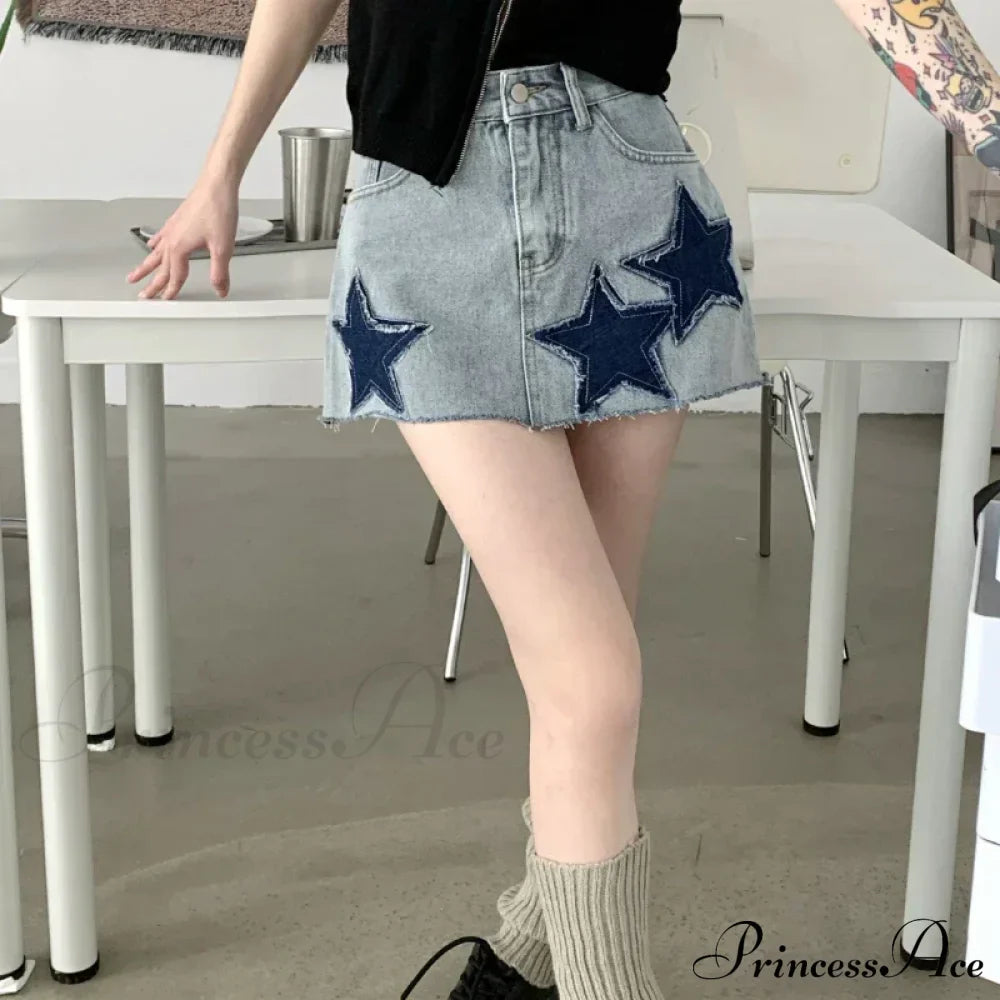 Vintage Stars Retro Y2K Harajuku A-line Korean Skirt