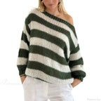 Vintage Striped Boat Neck Sweater