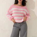Vintage Striped Boat Neck Sweater