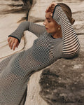 Vintage Striped Tie Beachwear Maxi Dress