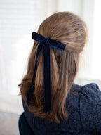 Vintage Velvet Black Ribbon Top Clip Hair Accessory