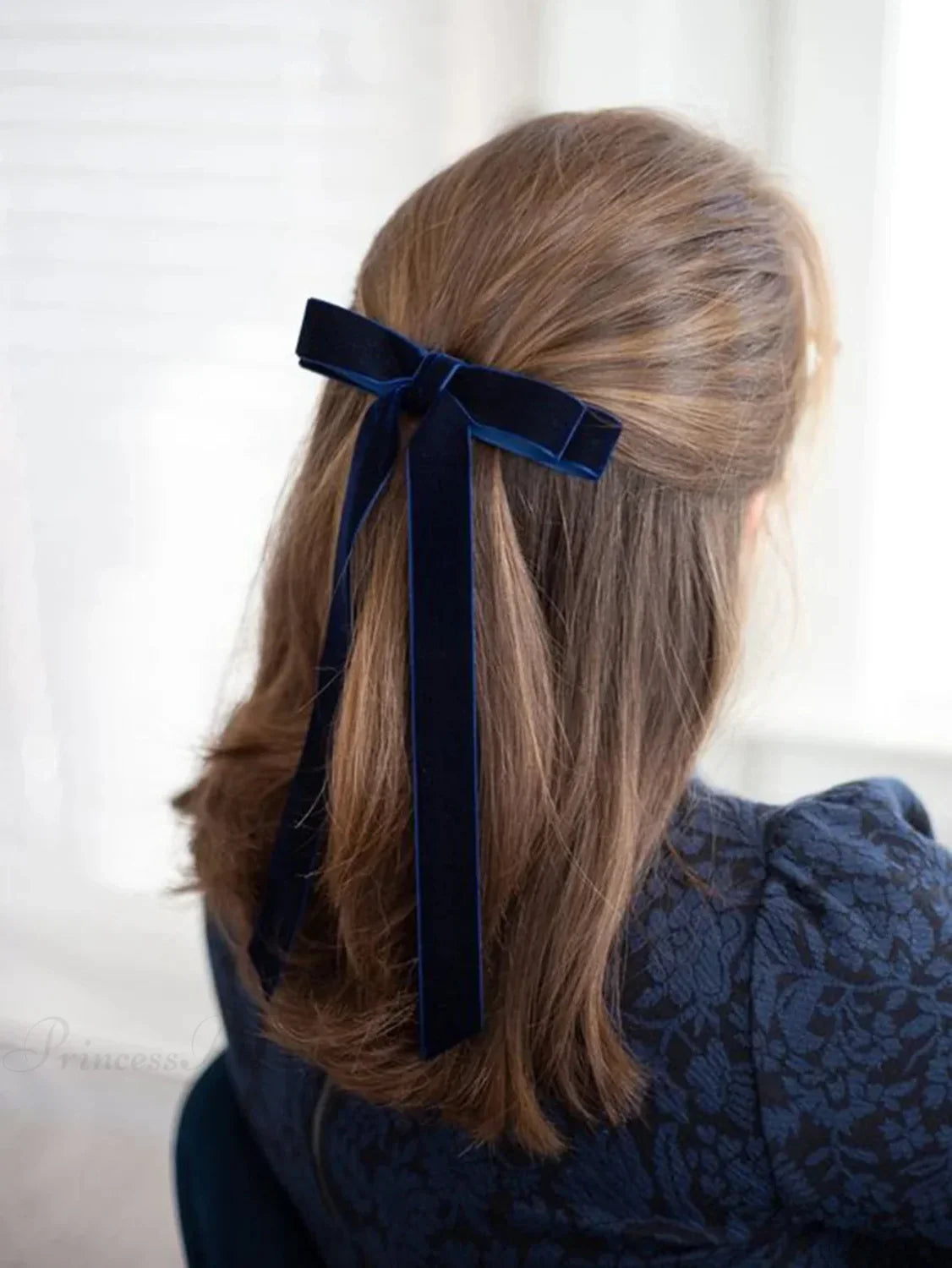 Vintage Velvet Black Ribbon Top Clip Hair Accessory
