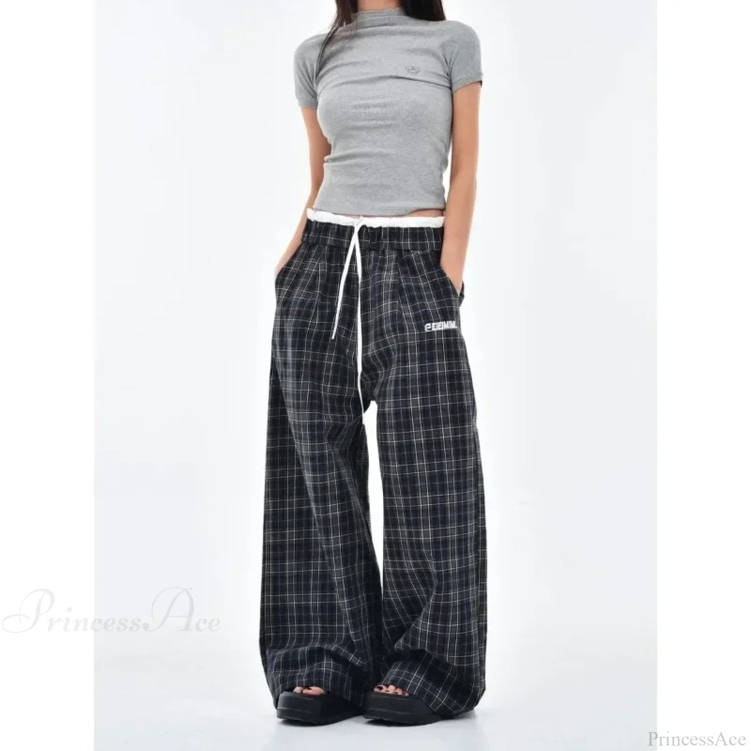 Vintage Y2K Plaid Women Sweatpants Pants