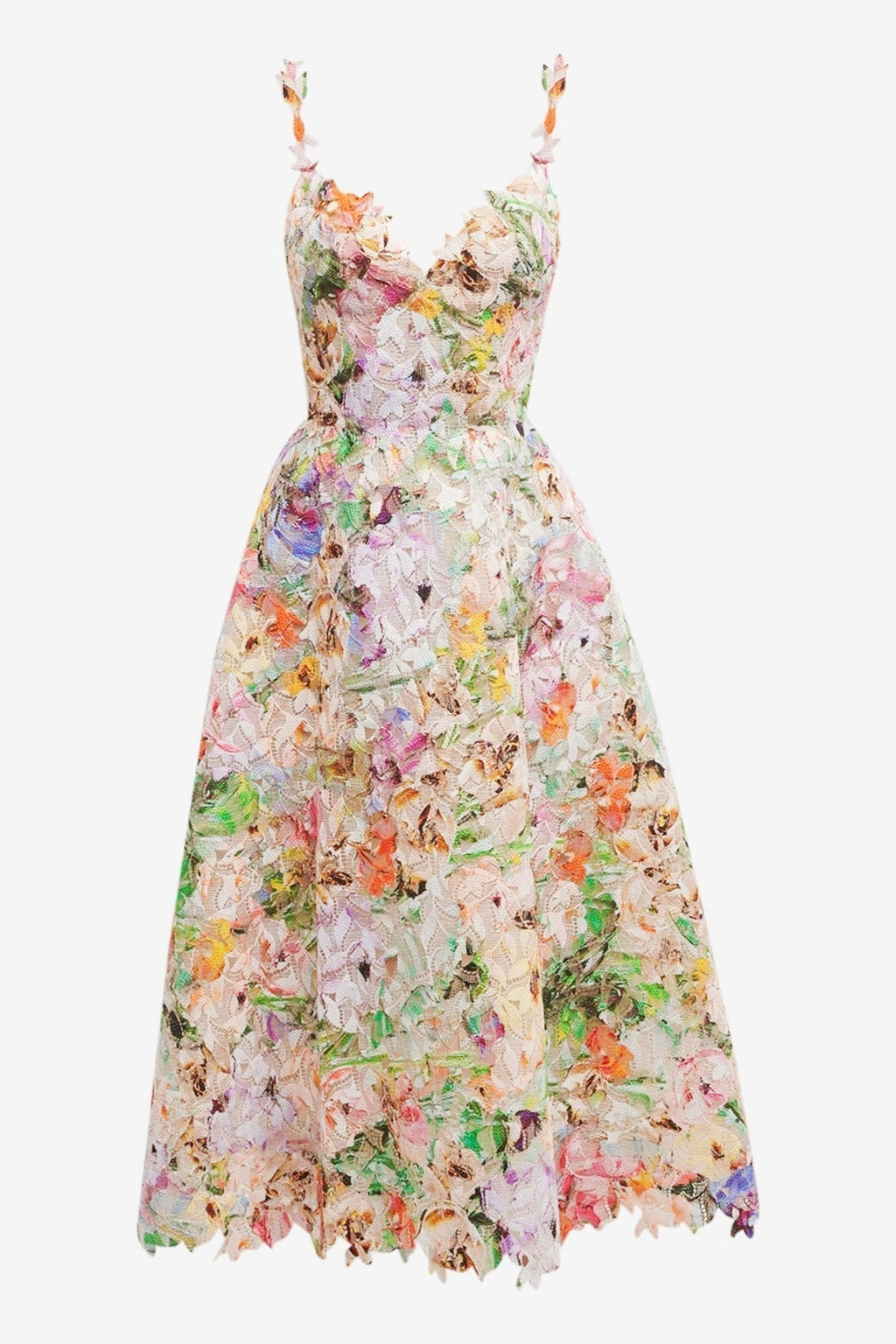 Teodora Timeless Purple Lace Midi Dress with Floral Embroidery Statement Occasion Edit