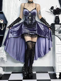 Violet Lace Cross Bodice Midi Dress
