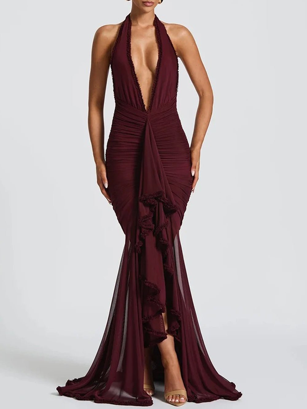 Viviana Halter Ruched Maxi Dress