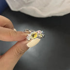 Vivid Stone Drip Rhinestone Gothic Ring