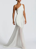Vivienne One-Shoulder Mesh Maxi Dress