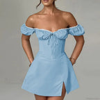 Waist Wrap A-line Off Shoulder Vacation Dress