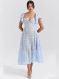 Waist Wrap Lace Vacation Dress
