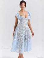 Waist Wrap Lace Vacation Dress