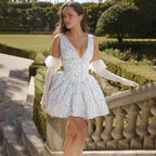 Waist Wrap Print A-line Vacation Dress