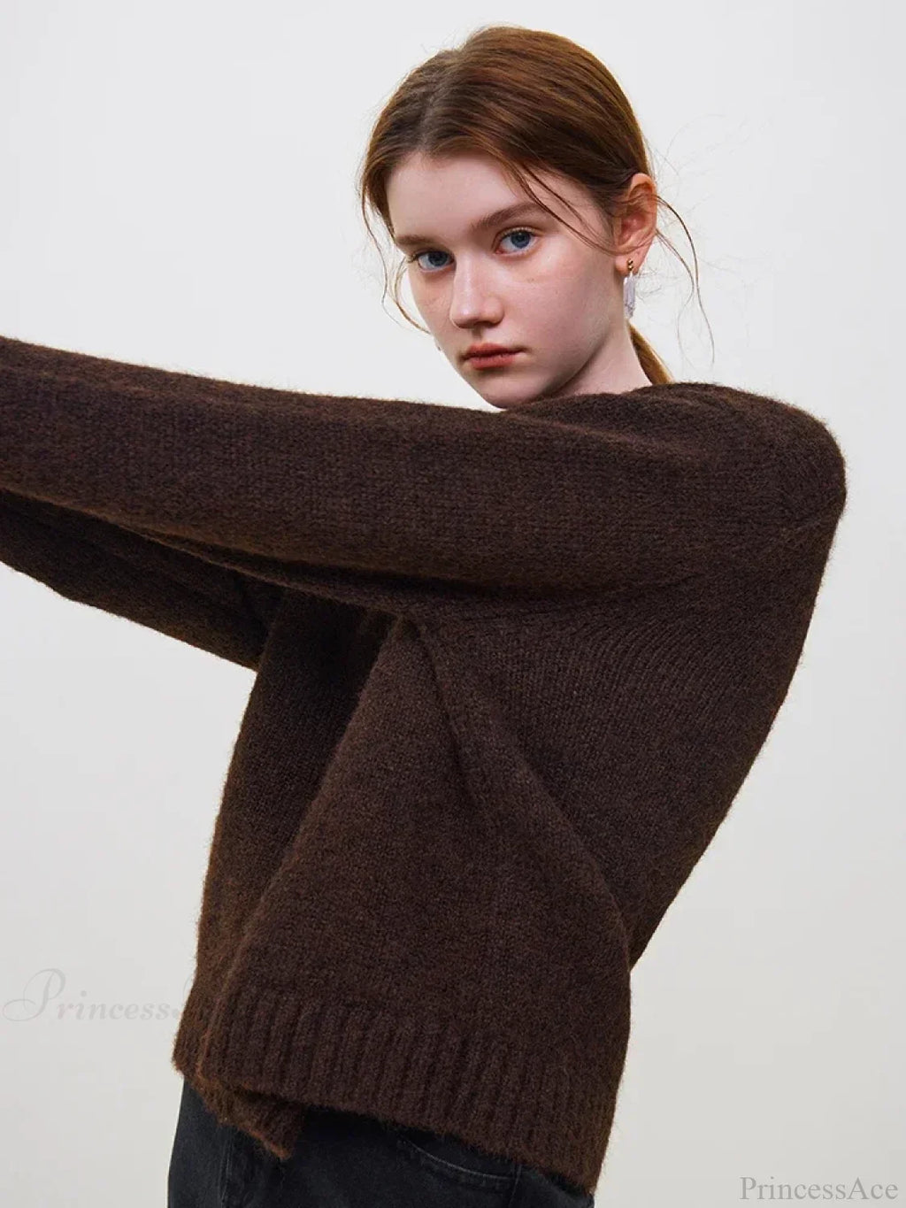Warm Soft Waxy Round Neck Pullover Sweater