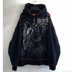 Washed Gothic Letter Zipper Hoodie