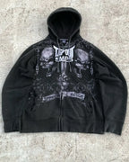 Washed Gothic Letter Zipper Hoodie