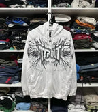 Washed Gothic Letter Zipper Hoodie