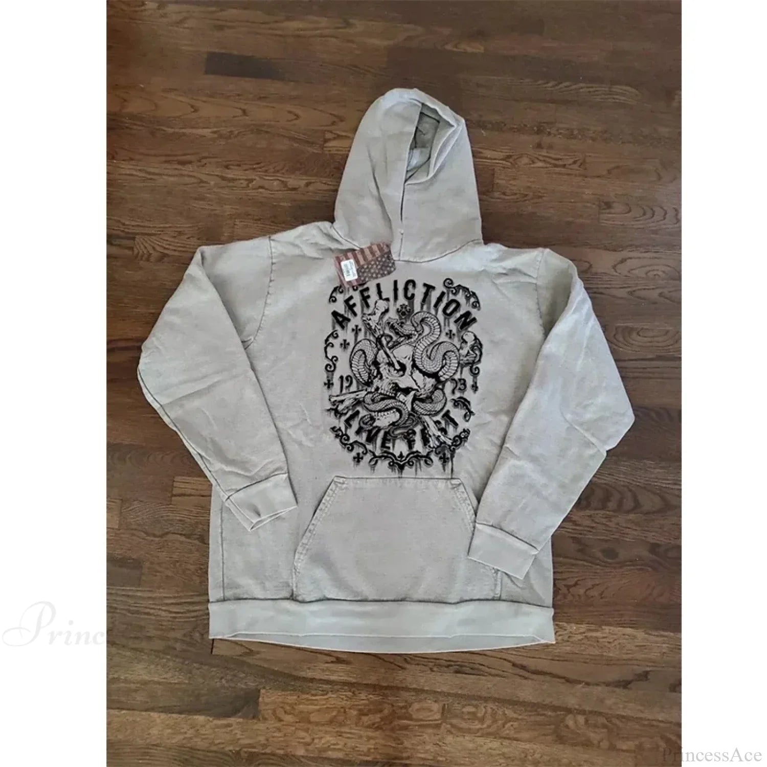 Washed Gothic Letter Zipper Hoodie