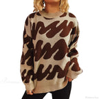 Wave Stripe Print Crew Neck Warm Sweater