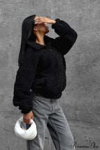 White Fleece Collared Warm Commute Coat