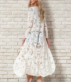 White Lace Kimono Boho Bikini Cover up
