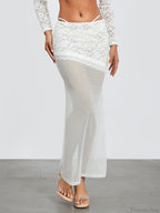 White Lace Patchwork Cropped Shrug Floral Skirt Set