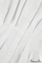White Pleated Waist Slim Blouse