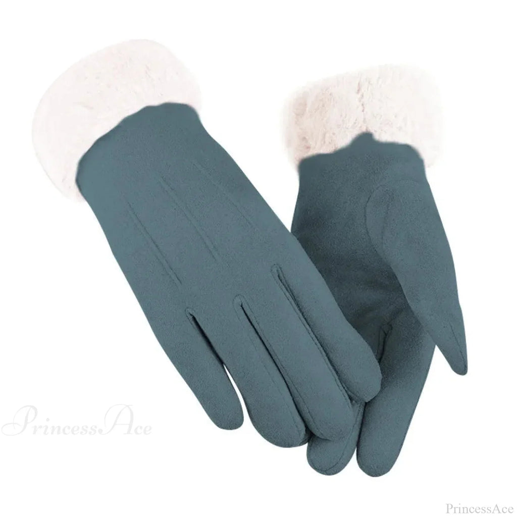 Winter Fur Full Finger Windproof Driving Outdoor Screen Women Glove