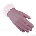 Winter Fur Full Finger Windproof Driving Outdoor Screen Women Glove