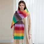 Winter Plaid Cashmere Poncho Tassel Scarf - Luxury Warm Thickened Unisex