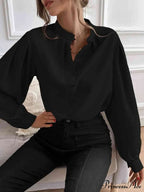 with Blouse Long Front Arm Button Mock Neck