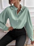 with Blouse Long Front Arm Button Mock Neck