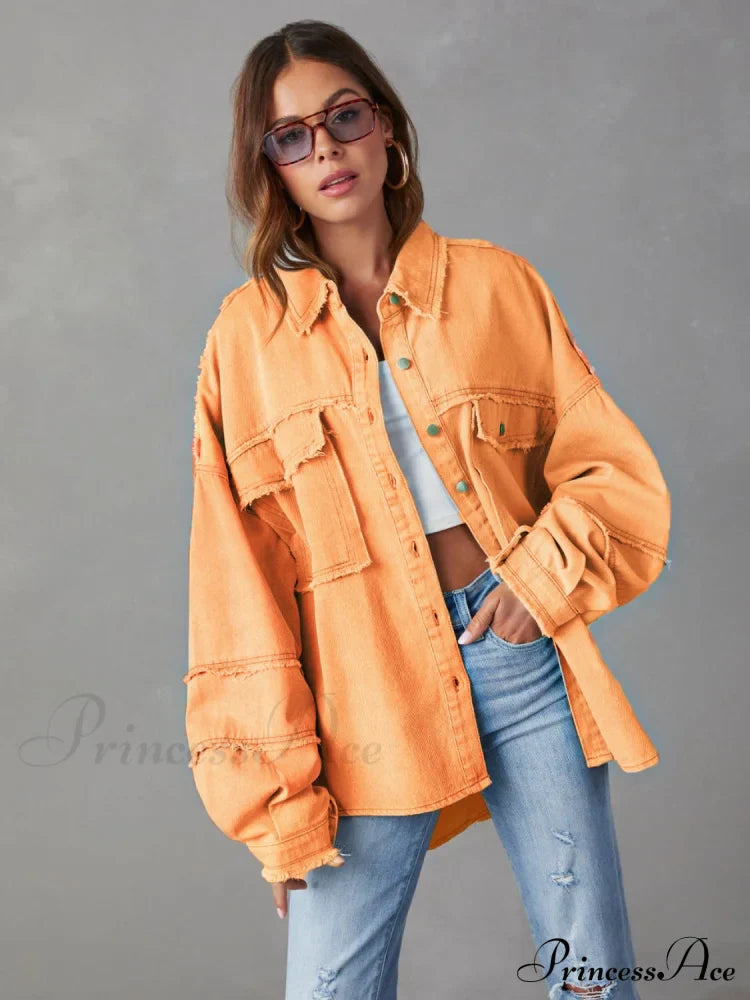 with Raw Jacket Dropped Hem Shoulder