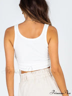 with Tank Round Neck Ruched Drawstring