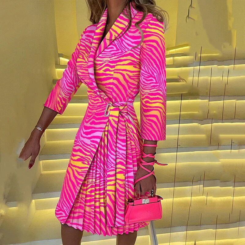 Araxie Timeless Notched Collar Blazer Dress Evening Wear Edit