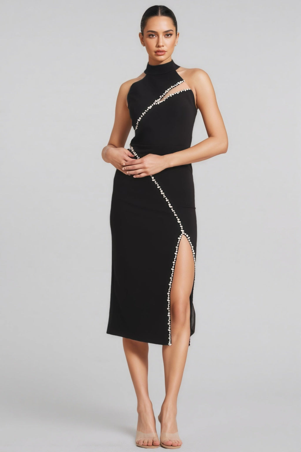 Salemse Diamante Split Midi Dress