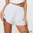 Women Gingham Boxer Striped Elastic High Waist Pajama Plaid Printed Button Lounge Short