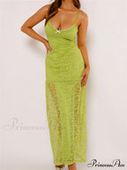Women Lace V-neck Low Cut Sleeveless Spaghetti Strap Solid Color Bodycon Elegant Party Vestidos