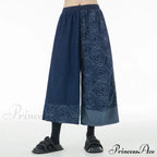 Women Patchwork Casual Denim High Elastic Waist Personality Fashion Loose Wide Leg Korea Spring Autumn New Jean