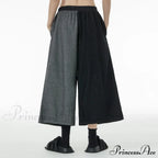 Women Patchwork Casual Denim High Elastic Waist Personality Fashion Loose Wide Leg Korea Spring Autumn New Jean