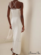 Women Sexy Halter Hollow Out Y2K Off Shoulder Backless Slim 3D Flowers Vestidos Night Party Clubwear