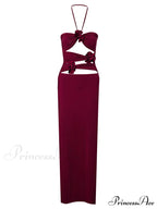 Women Sexy Halter Hollow Out Y2K Off Shoulder Backless Slim 3D Flowers Vestidos Night Party Clubwear