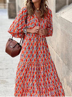 Bohemian Print Short Sleeve Dress